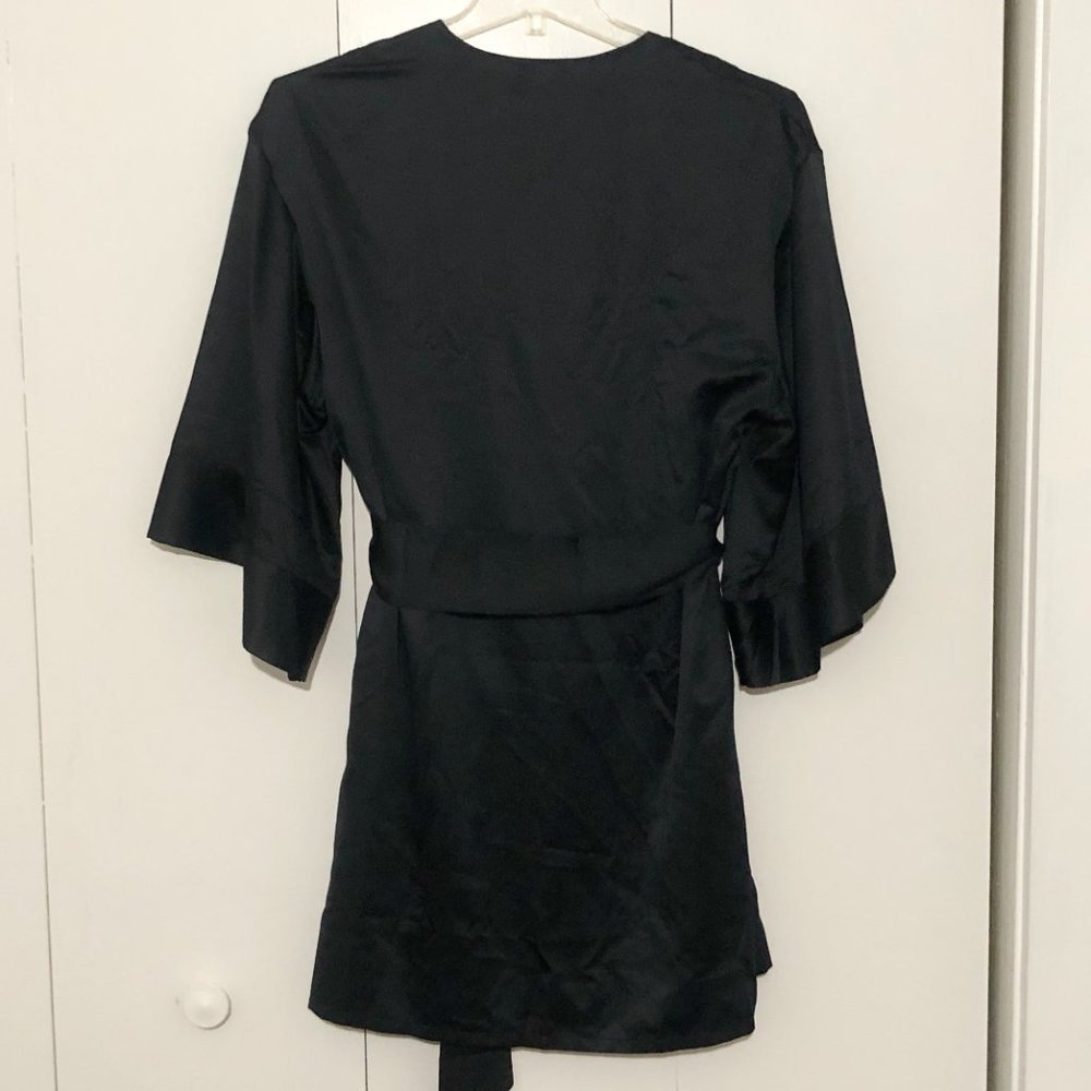 NWT Thirdlove Black Satin Kimono Sleeve Dressing Gown Robe (OS) - Picture 9 of 10